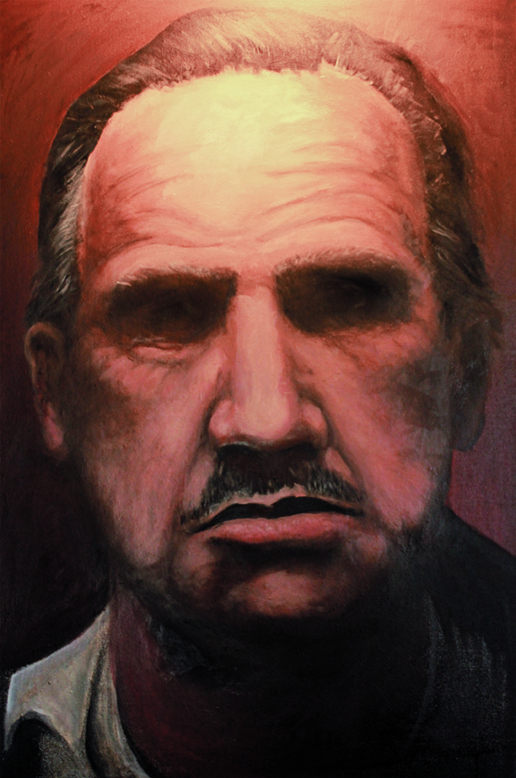 <i>Brando</I> A portrait of Marlon Brando done in oil on canvas, from 2017,  that is very glossy and hard to photograph! I recently have returned to my roots of classical realism because I think that people forgot I could do such things. More of my recent work to this point has been very contemporary and modern and did not necessarily showcase my ability to work traditionally. I hoped this piece would serve as bait to attract more commission work.