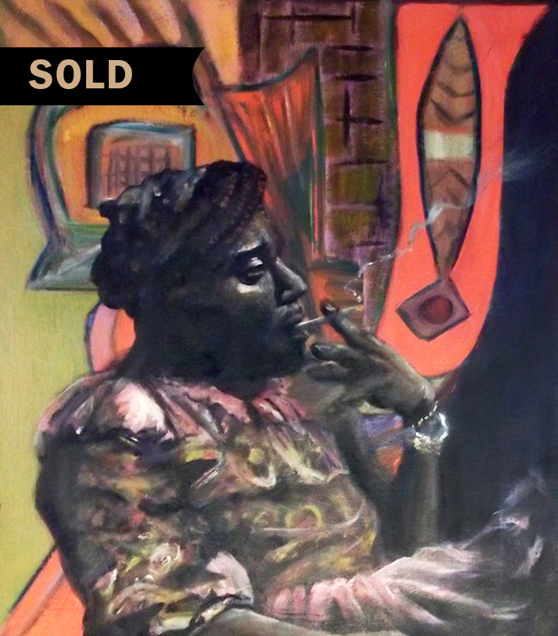 This piece, 'Jazz Cigarettes' won second place at a juried exhibit at Shepherd University in 2014. iT is a first in a series concerning a post-humous collaboration between myself and my friends deceased grandmother. She was a newly active painter in her retirement community and her family was left with a surplus of canvases and work from before she passed away. Rather than totally erase her efforts, I wanted to incorporate some of her abstract and expressive work into some of my own.