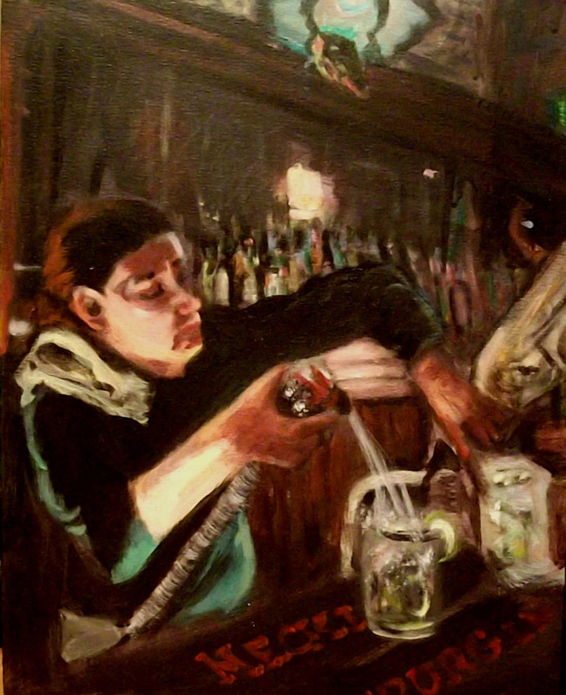 <i>Mecklenburg Inn</i>, 2012, acrylic on board, 18x24. One of my favortie haunts from college.