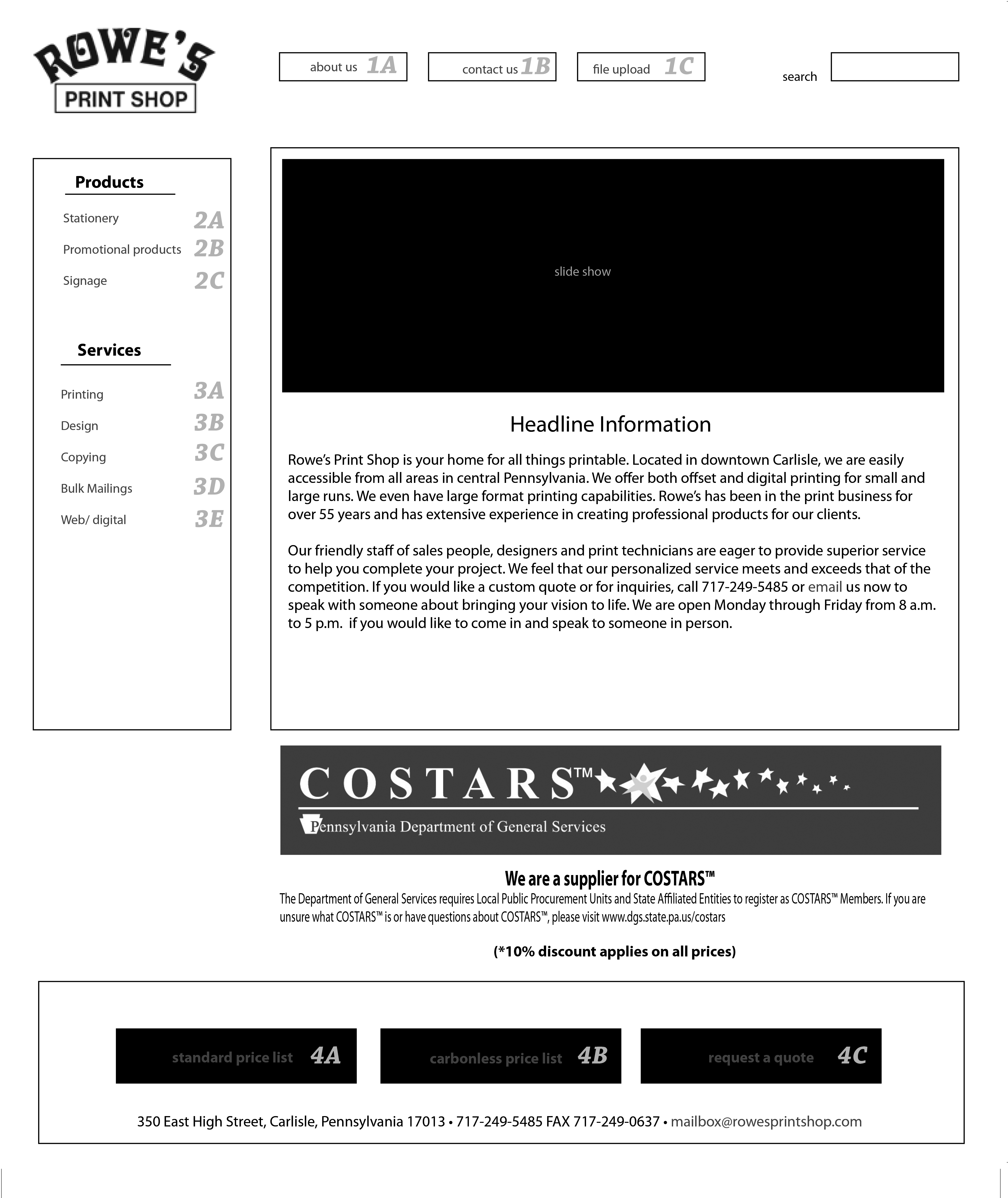 homepage outline