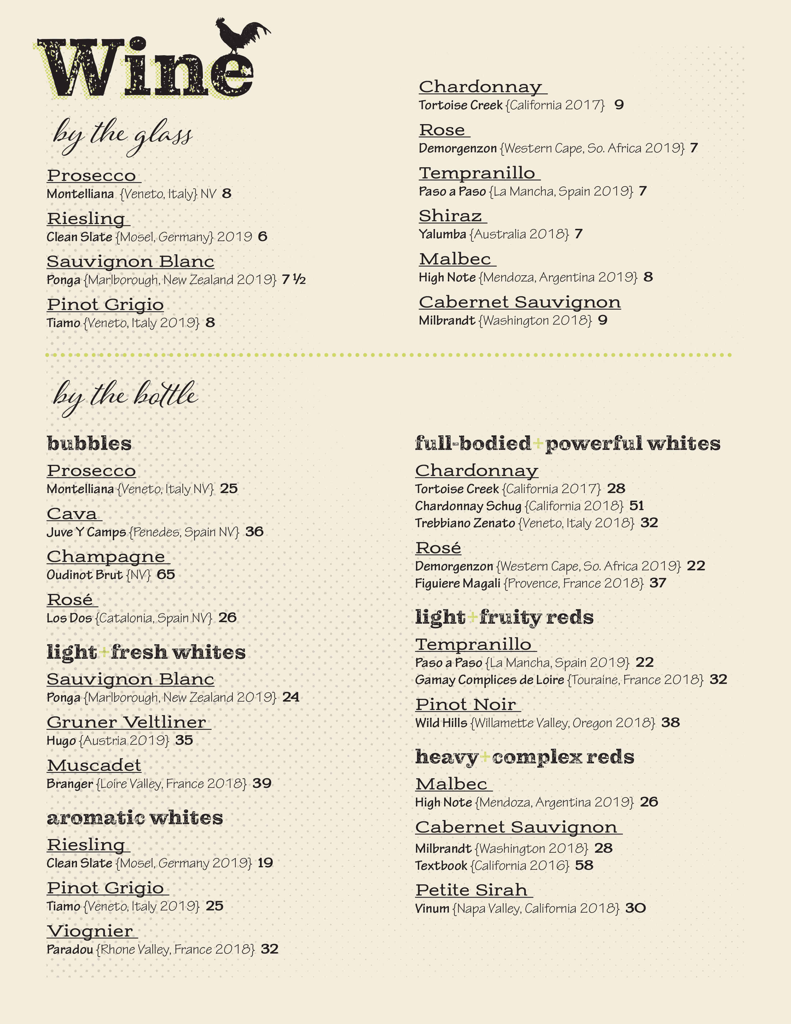 wine menu